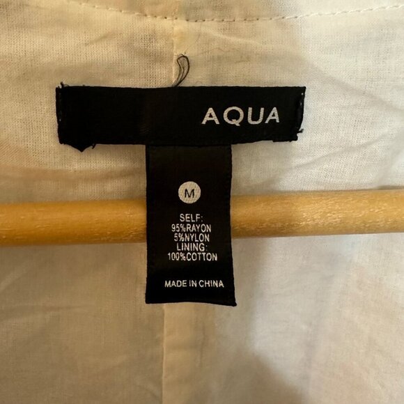 Aqua Ruffle Mini Wrap Dress Flutter Sleeve Navy White Striped Women's Size‎ M - Picture 9 of 10